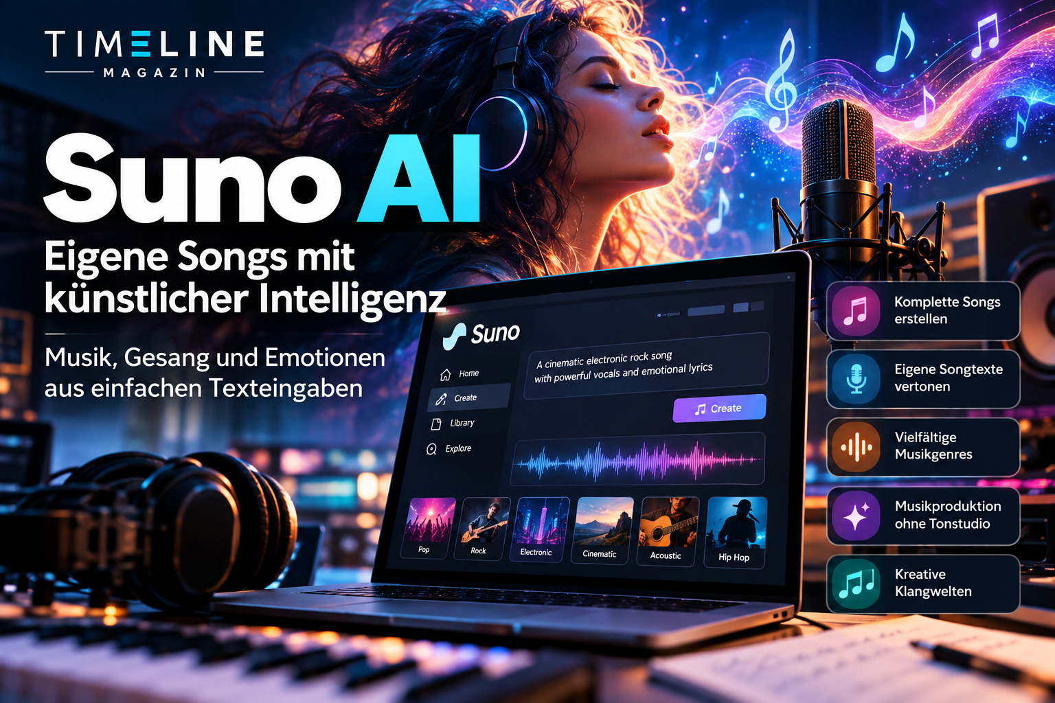 Suno AI: Warum der KI-Musikgenerator zu den besten Tools für eigene Songs gehört